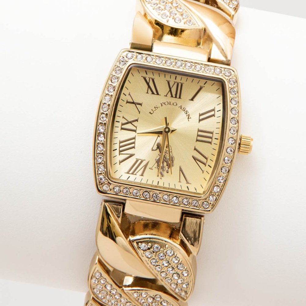 U.S Polo Assn LADIES GOLD EMBELLiSHED CHAIN WATCH